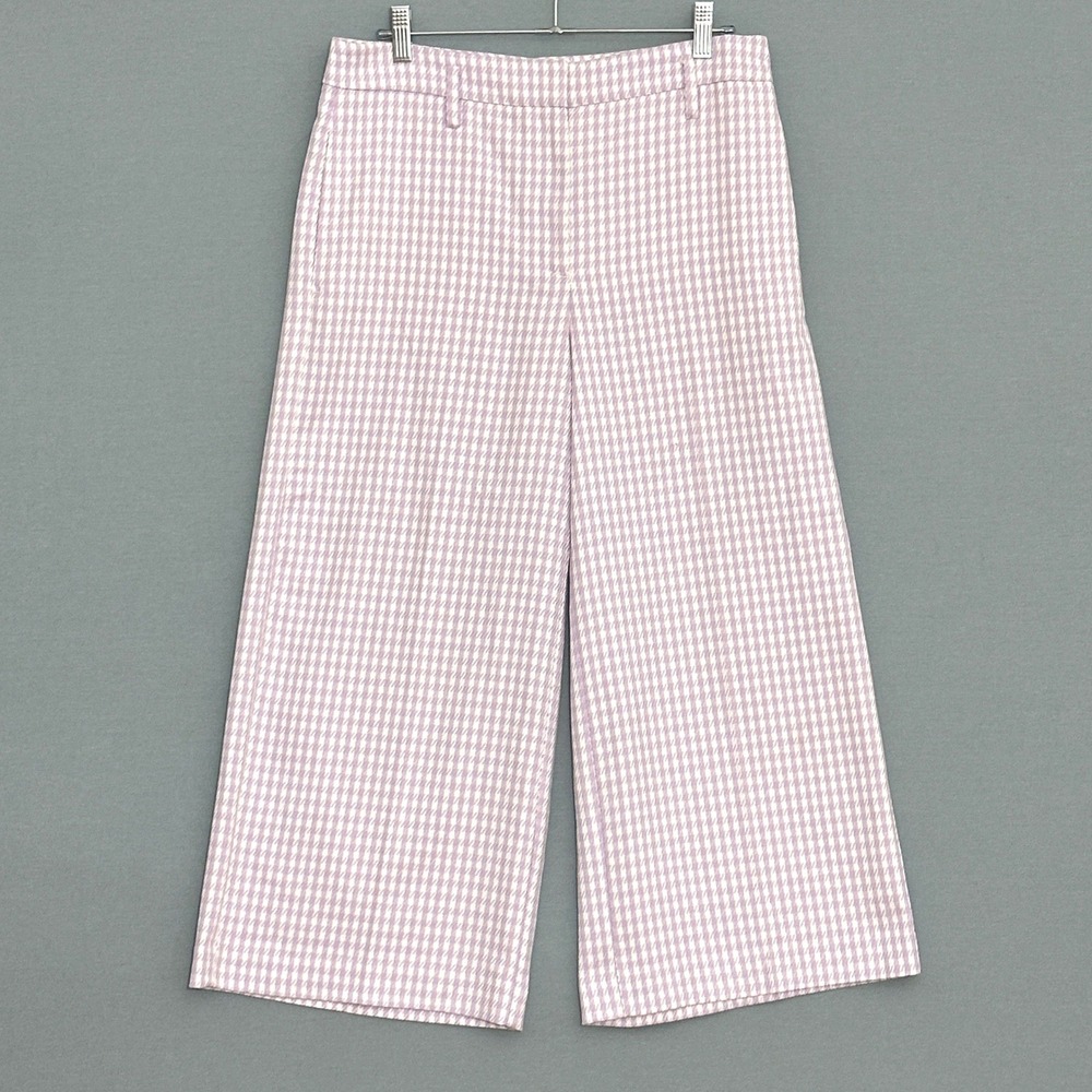 Ann Taylor Womens Pants 6 Lavender Houndstooth Wide Leg Cropped Preppy Academia